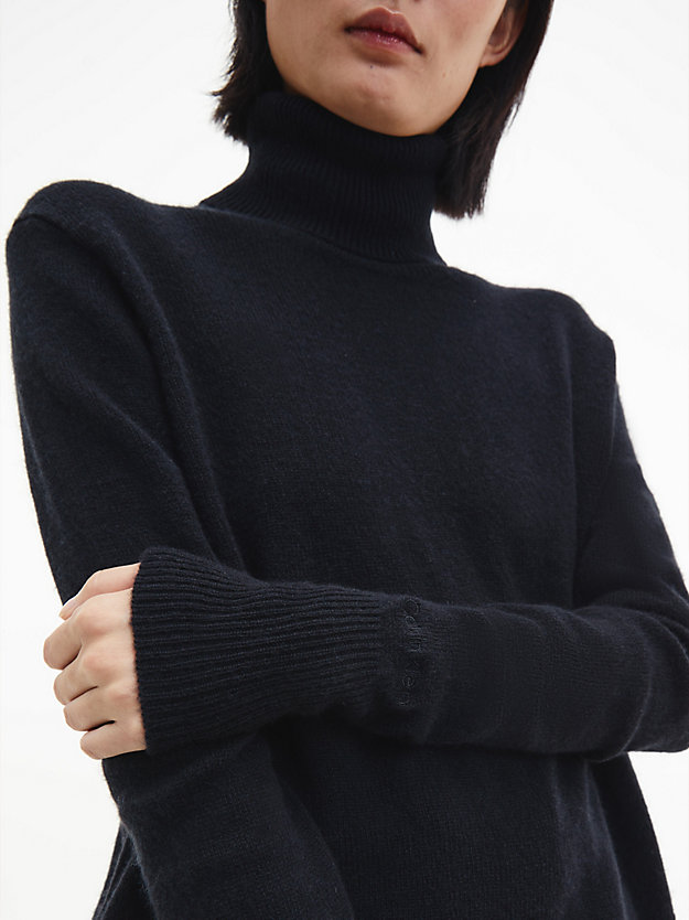 CK BLACK Pullover mit Rollkragen aus recycelter Wolle für Damen CALVIN KLEIN