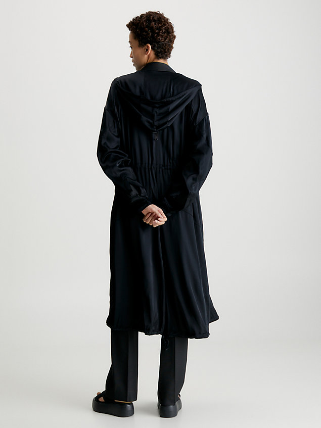 black oversized sateen parka coat for women calvin klein