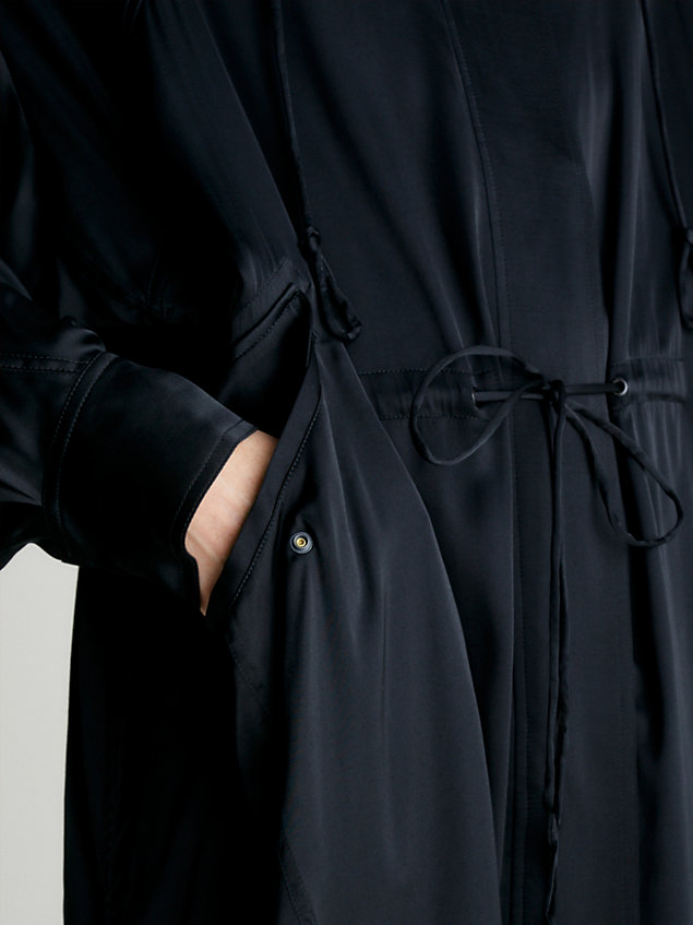 black oversized sateen parka coat for women calvin klein