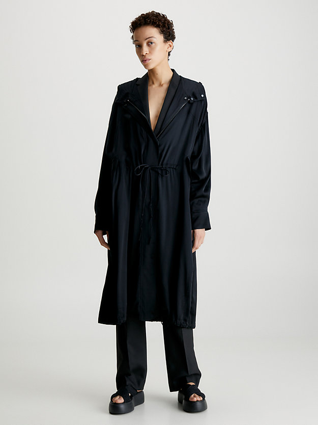 CK BLACK Oversized Sateen Parka Coat for women CALVIN KLEIN