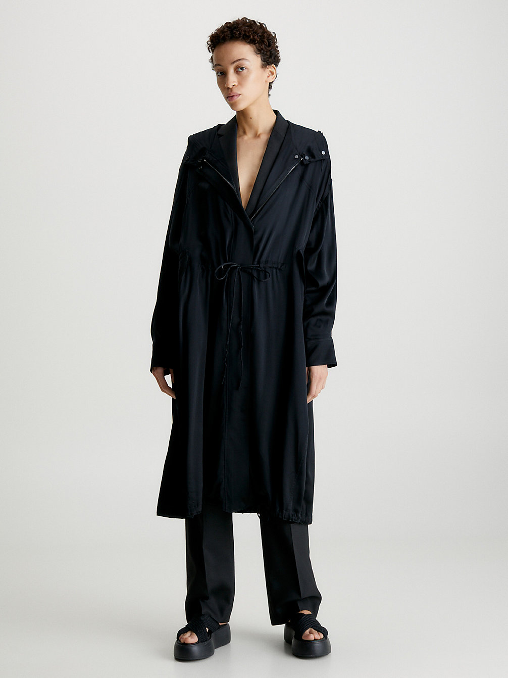 CK BLACK Oversized Sateen Parka Coat undefined women Calvin Klein