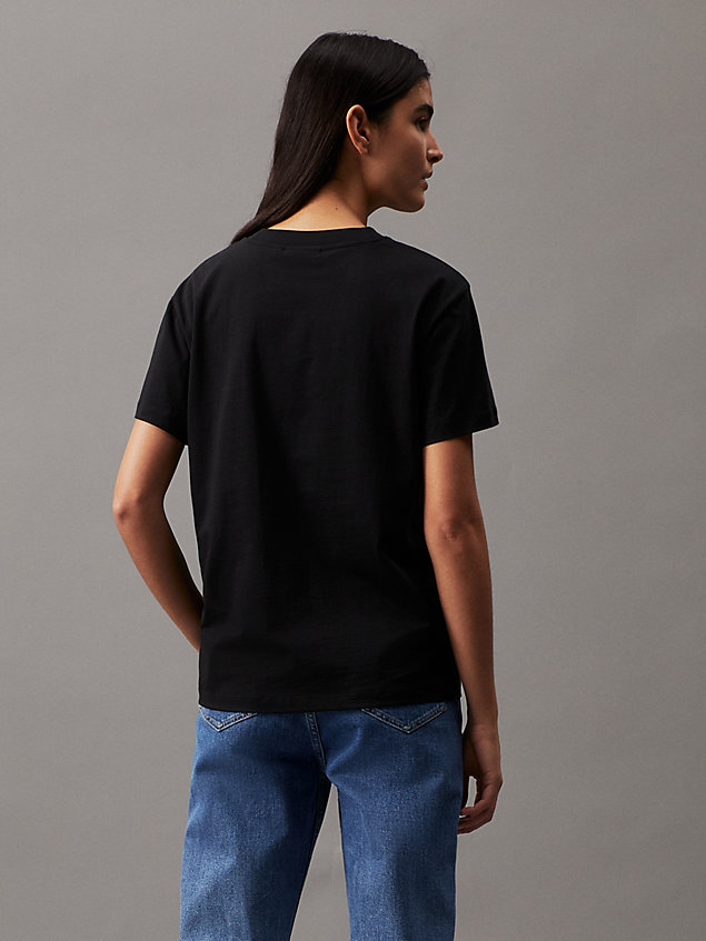 black bawełniany t-shirt z logo dla kobiety - calvin klein