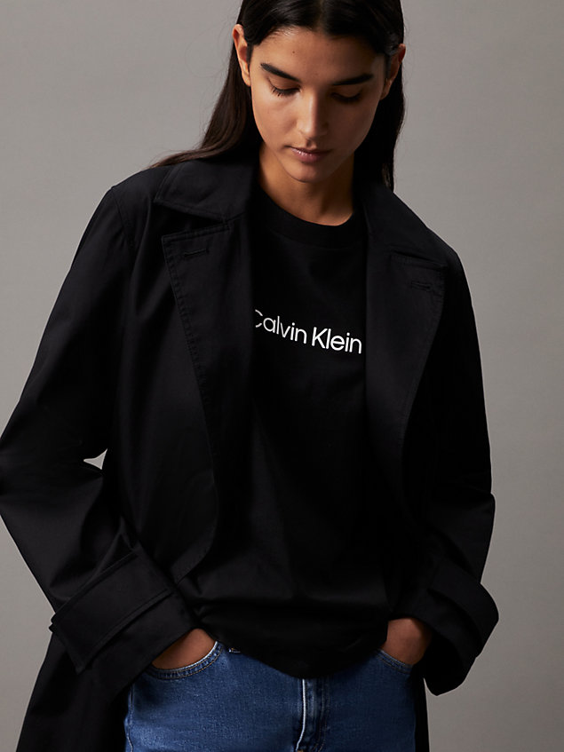 black cotton logo t-shirt for women calvin klein