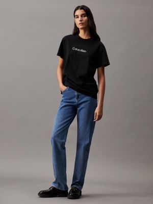 Calvin klein women's logo t shirt online