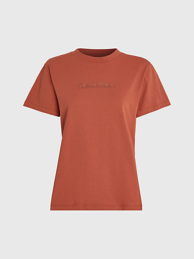 baked clay bawełniany t-shirt z logo dla kobiety - calvin klein
