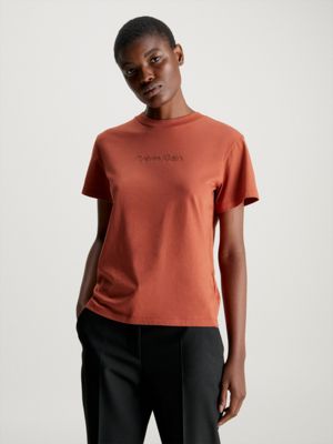 Calvin Klein long sleeve mesh crop top in orange