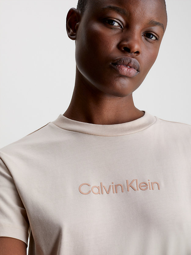 moonlight bawełniany t-shirt z logo dla kobiety - calvin klein