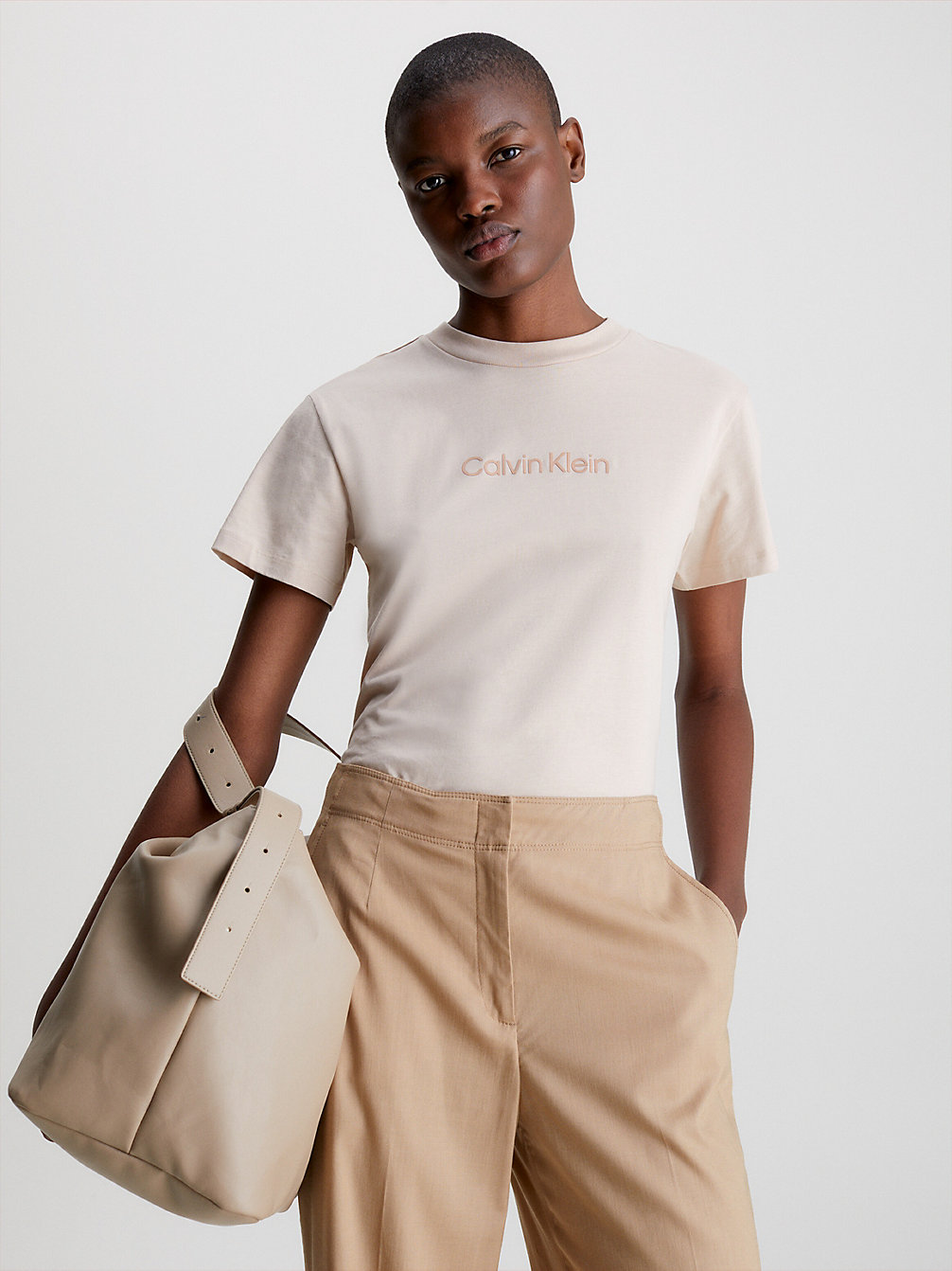 Camiseta De Algodón Orgánico Con Logo > MOONLIGHT > undefined mujer > Calvin Klein