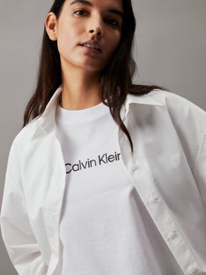 bright white logo t-shirt for women calvin klein