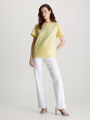 mimosa yellow logo t-shirt for women calvin klein