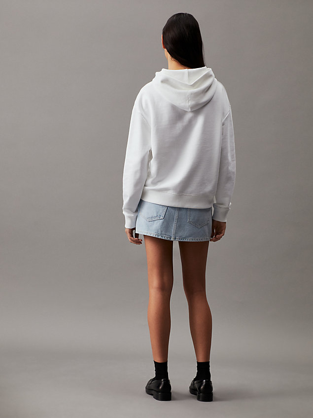 white cotton terry logo hoodie for women calvin klein