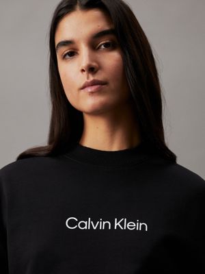 ck black cotton logo sweatshirt for women calvin klein