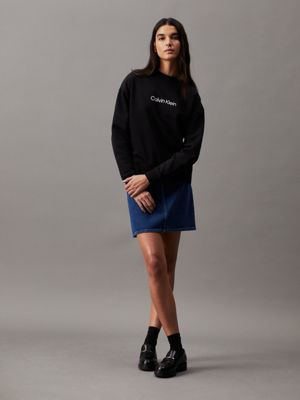 ck black cotton logo sweatshirt for women calvin klein