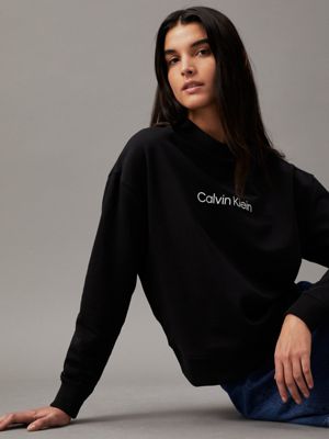 black logo sweatshirt for women calvin klein