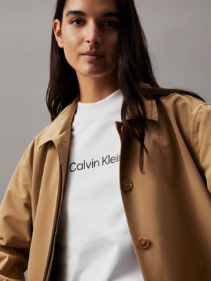 bright white cotton logo sweatshirt for women calvin klein