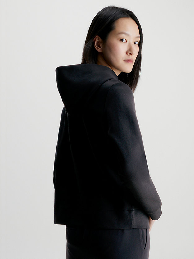 ck black hoodie aus baumwolle mit mikro-logo für damen - calvin klein