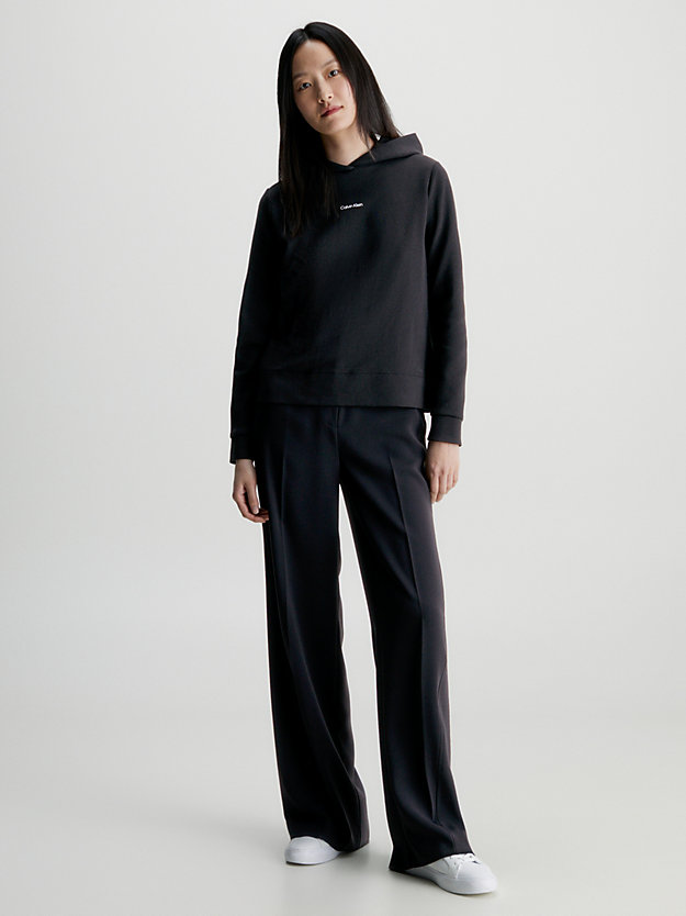 sweat-shirt à capuche en coton avec micro-logo ck black pour femmes calvin klein