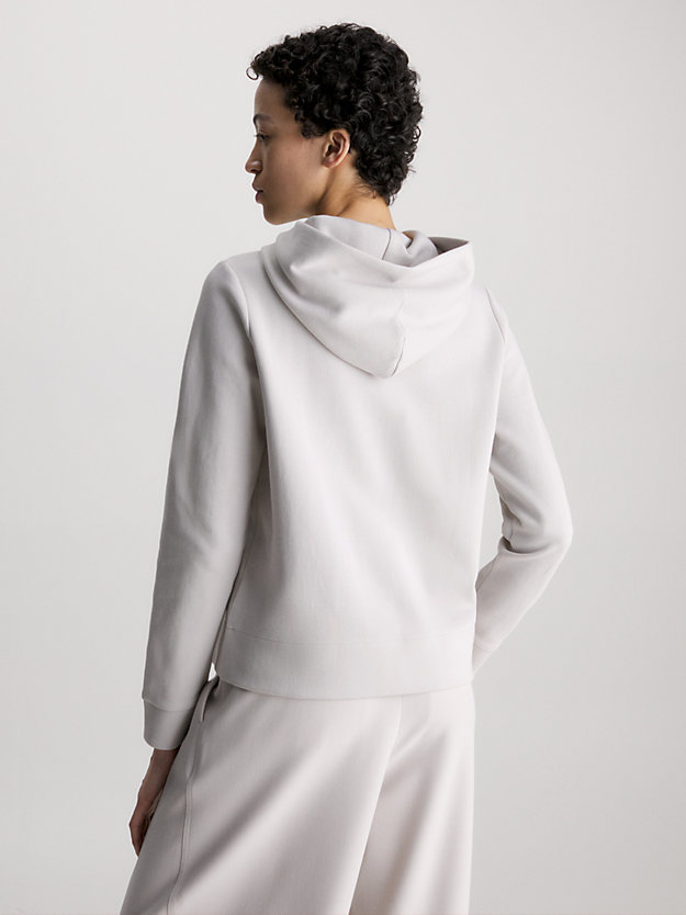 silver gray cotton micro logo hoodie for women calvin klein