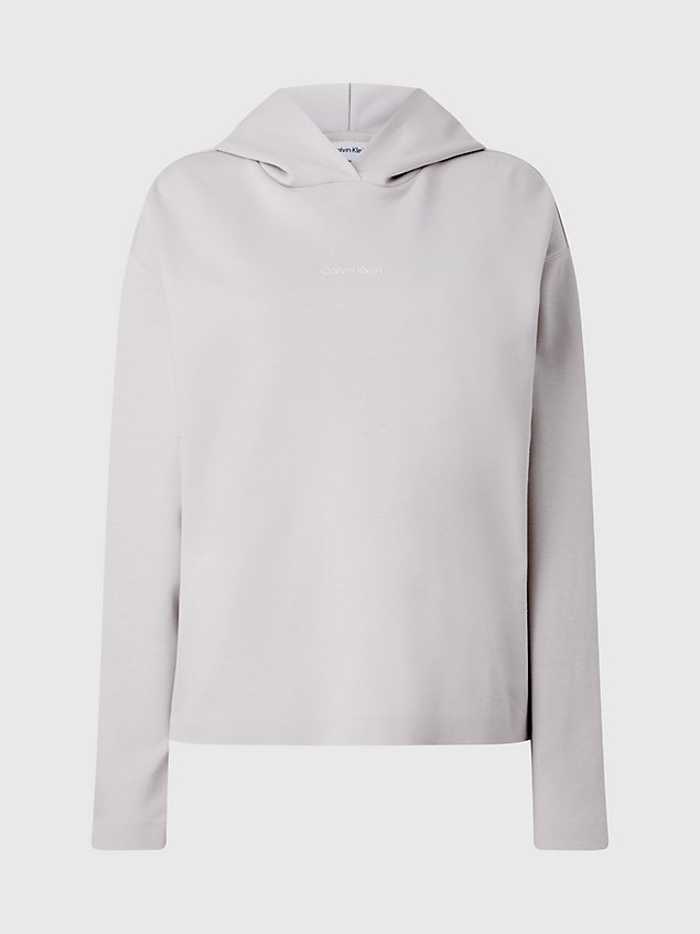 sweat-shirt à capuche en coton avec micro-logo grey pour femmes calvin klein