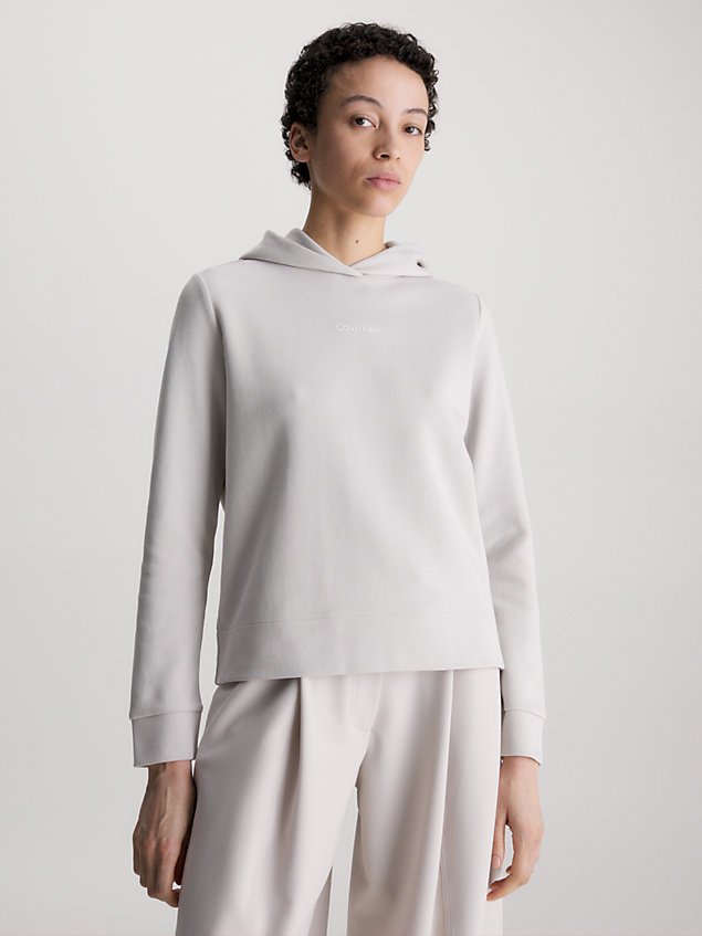 sweat-shirt à capuche en coton avec micro-logo grey pour femmes calvin klein