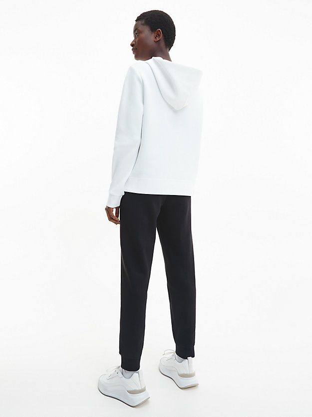 sweat-shirt à capuche en coton avec micro-logo bright white pour femmes calvin klein