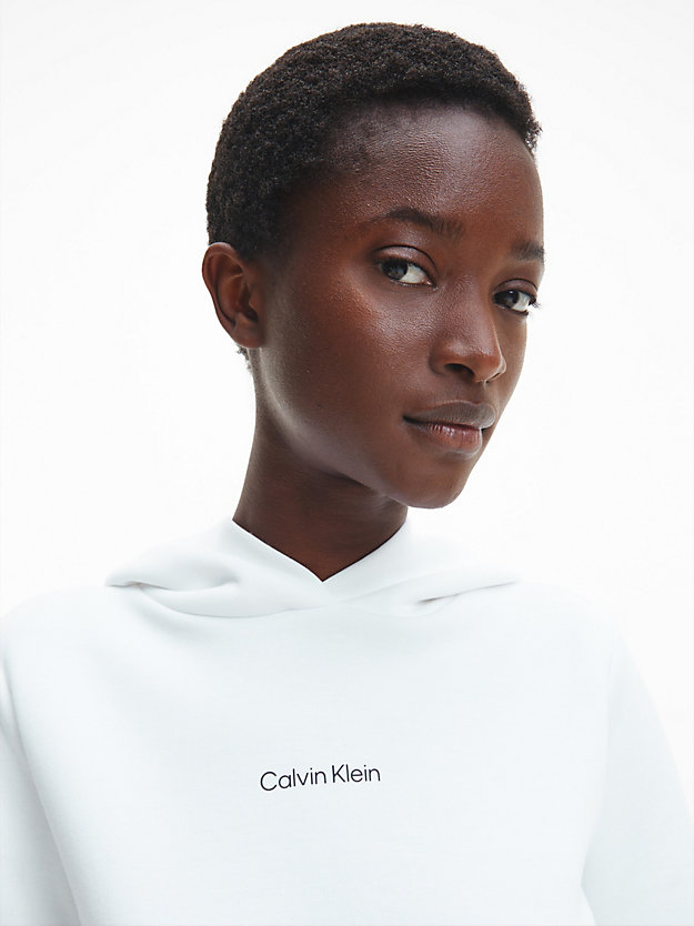 bright white cotton micro logo hoodie for women calvin klein