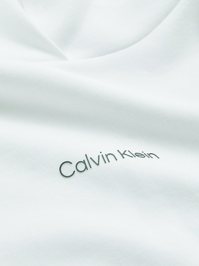 white cotton micro logo hoodie for women calvin klein