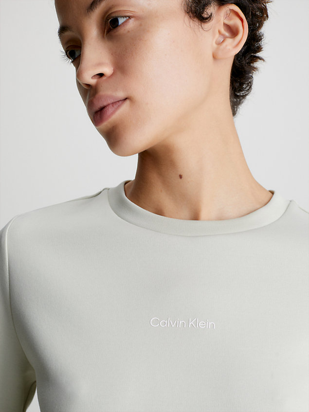beige cotton micro logo sweatshirt for women calvin klein