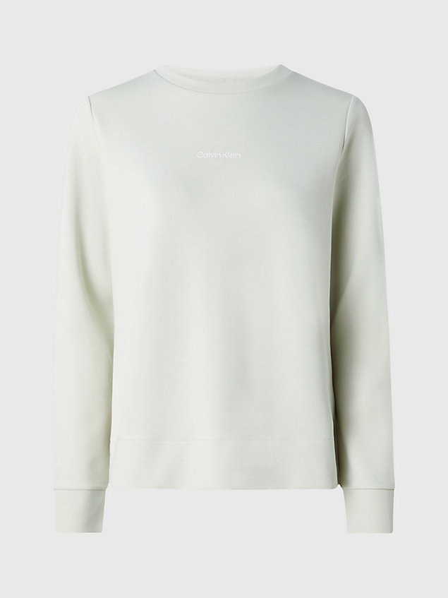 beige cotton micro logo sweatshirt for women calvin klein