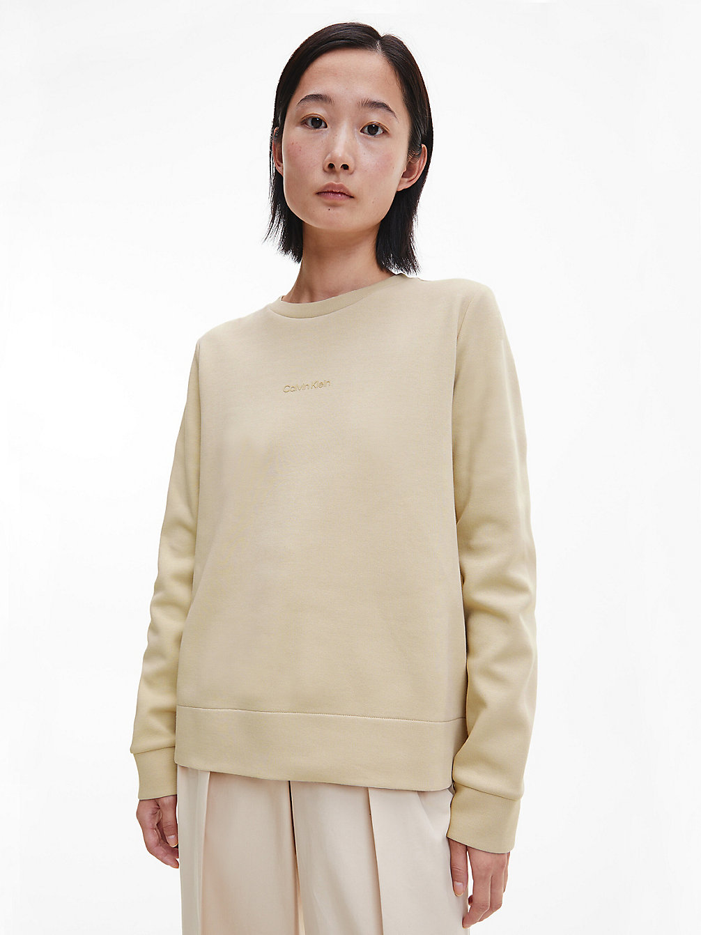 WHITE CLAY Recycled Polyester Sweatshirt undefined women Calvin Klein