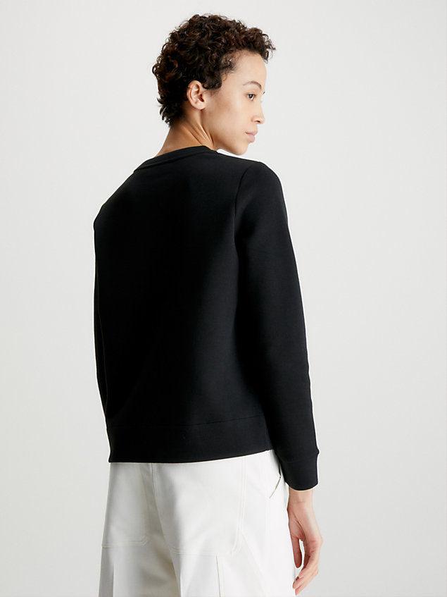black cotton micro logo sweatshirt for women calvin klein