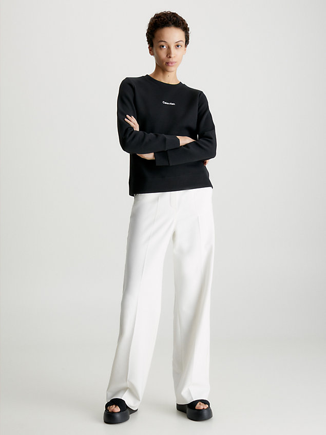 sweat-shirt en coton avec micro-logo black pour femmes calvin klein