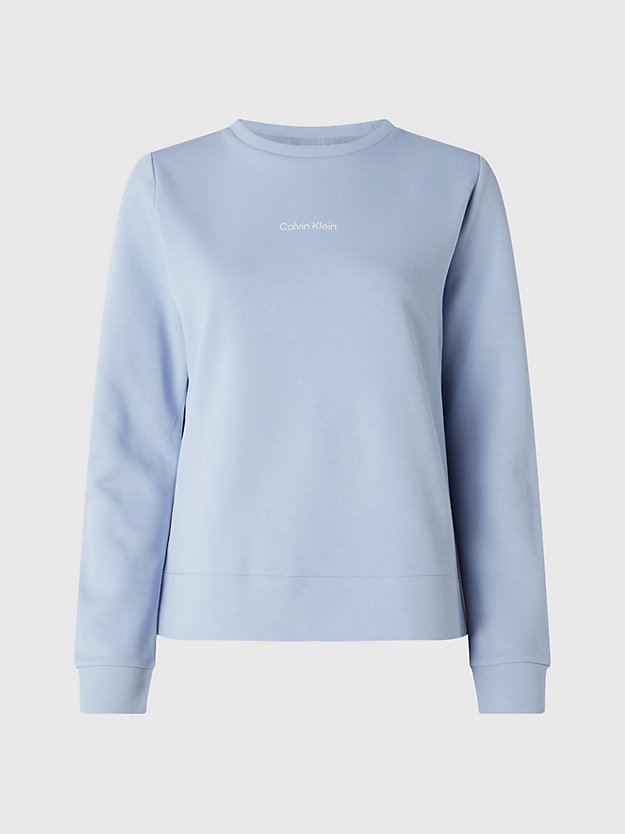 blue chime sweatshirt aus baumwolle mit mikro-logo für damen - calvin klein