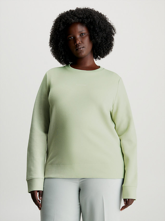 green bawełniana bluza z małym logo dla kobiety - calvin klein
