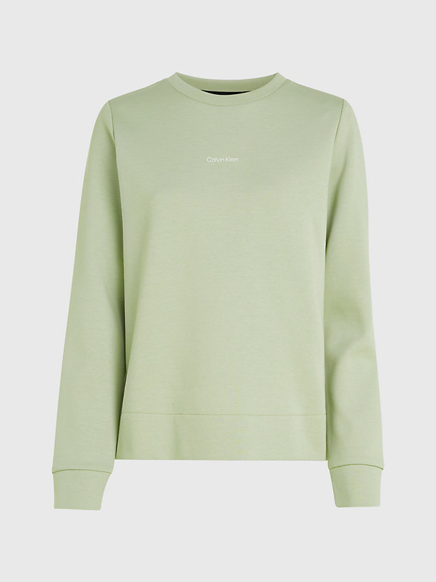 green sweatshirt aus baumwolle mit mikro-logo für damen - calvin klein