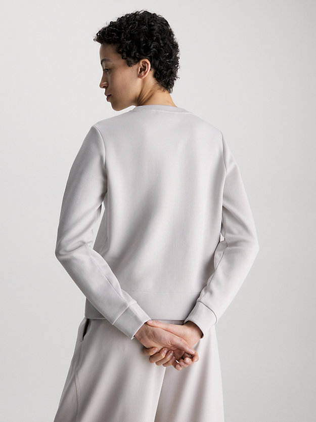 silver gray bawełniana bluza z małym logo dla kobiety - calvin klein