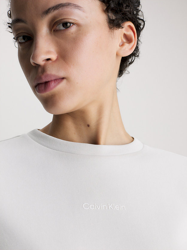 silver gray cotton micro logo sweatshirt for women calvin klein