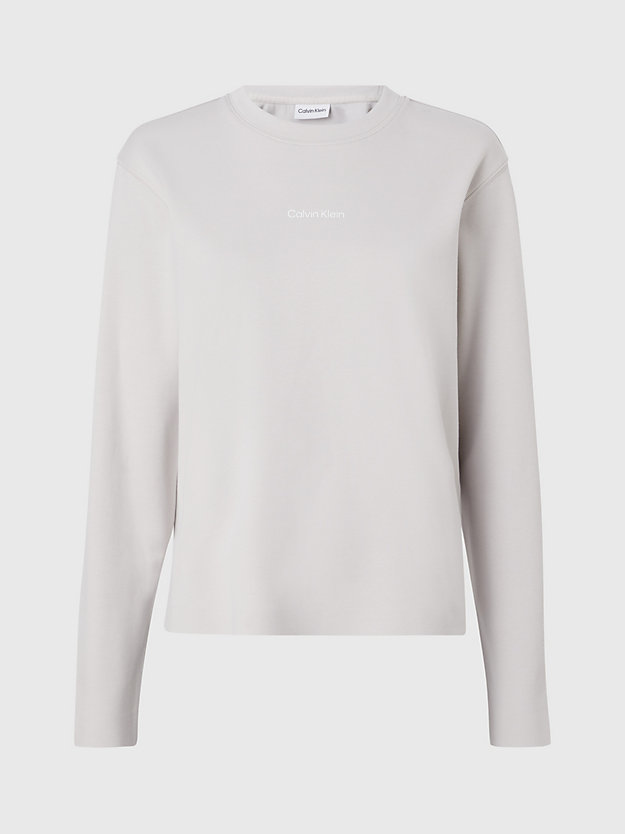silver gray sweatshirt aus baumwolle mit mikro-logo für damen - calvin klein