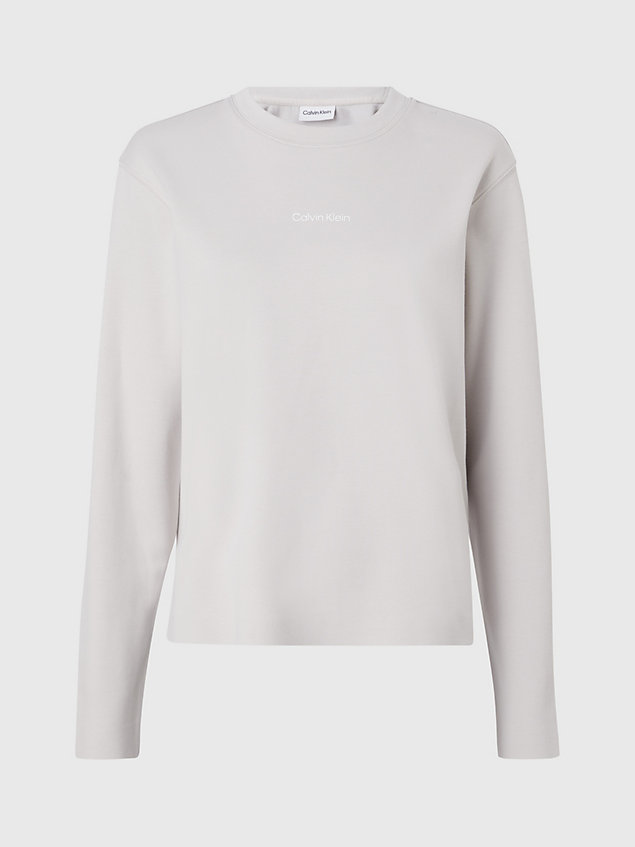 grey sweatshirt aus baumwolle mit mikro-logo für damen - calvin klein