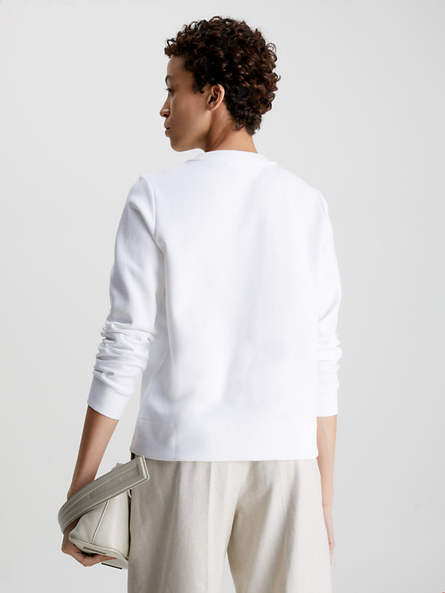 sweat-shirt en coton avec micro-logo white pour femmes calvin klein