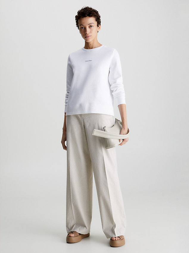 sweat-shirt en coton avec micro-logo white pour femmes calvin klein