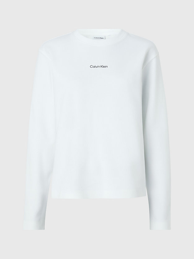bright white cotton micro logo sweatshirt for women calvin klein