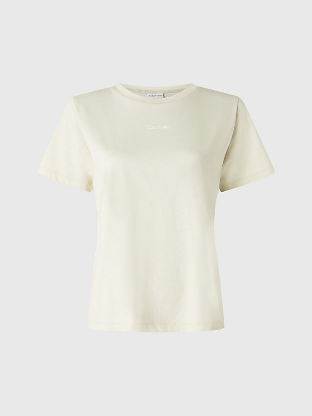 vintage ivory t-shirt mit mikro-logo aus baumwolle für damen - calvin klein