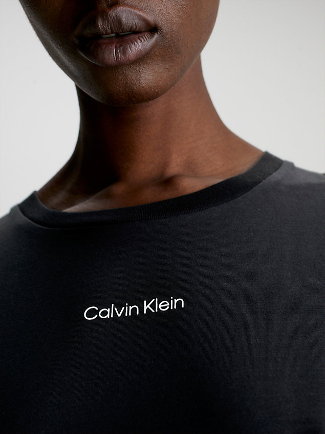 black cotton micro logo t-shirt for women calvin klein