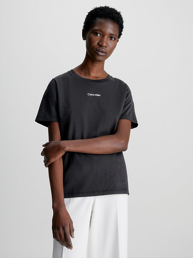 camiseta de algodón con logo pequeño black de mujer calvin klein