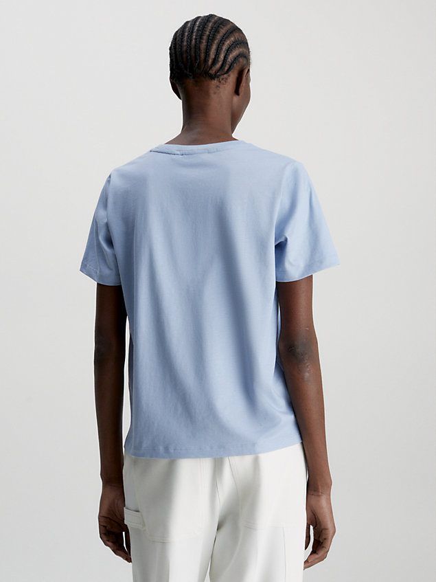 camiseta de algodón con logo pequeño blue de mujer calvin klein