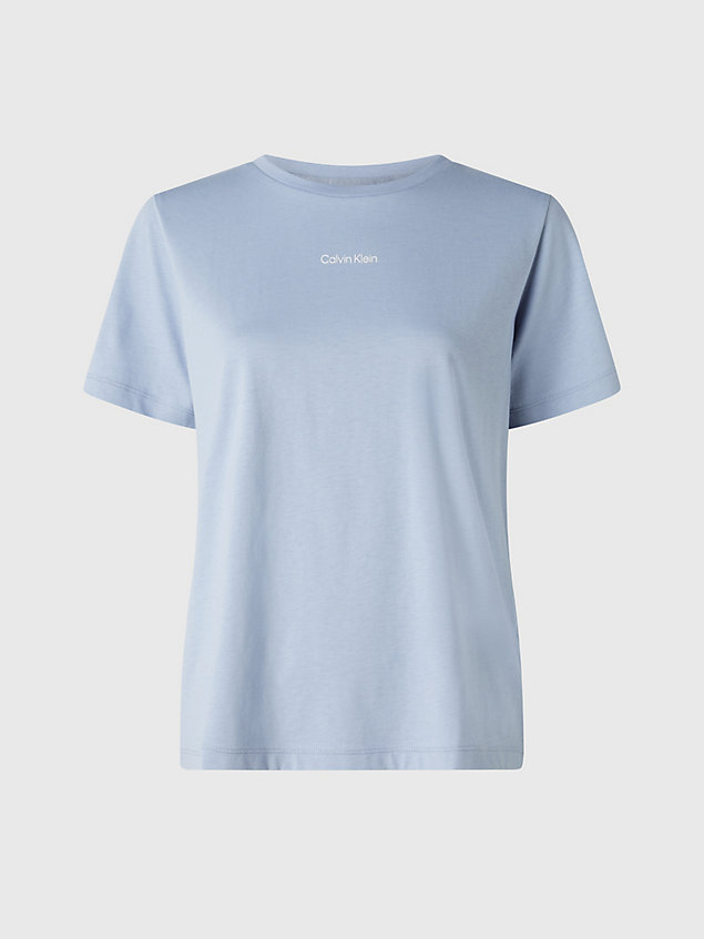 blue t-shirt mit mikro-logo aus baumwolle für damen - calvin klein