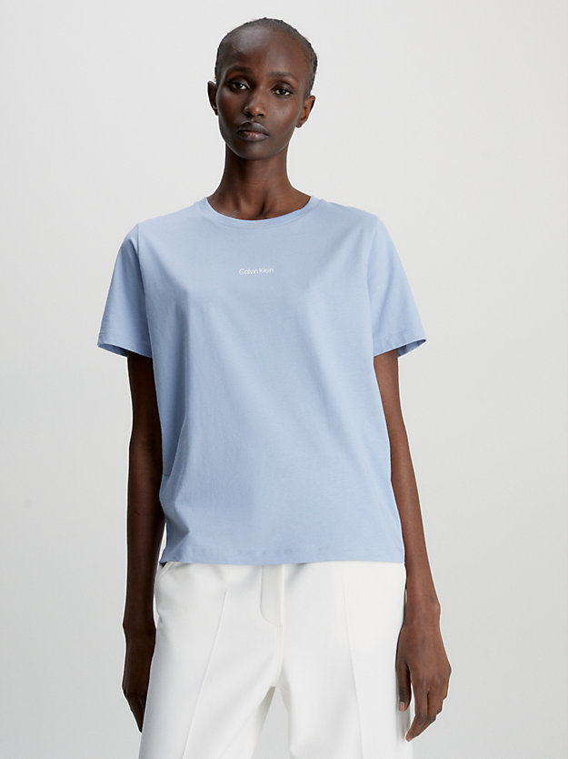 t-shirt en coton avec micro-logo blue chime pour femmes calvin klein