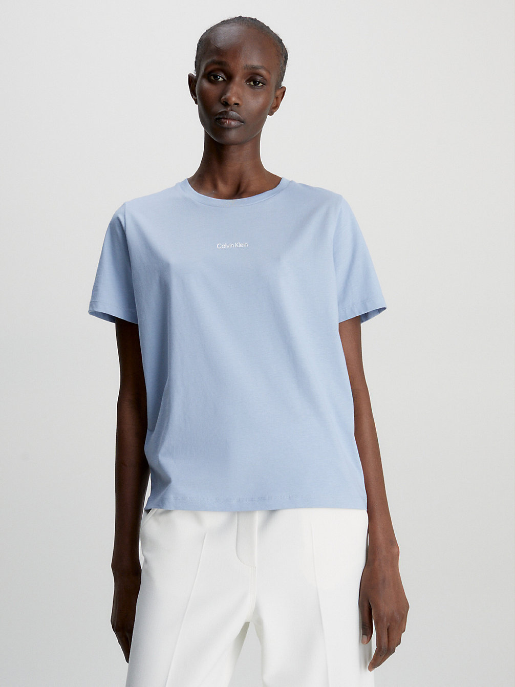 Camiseta De Algodón Con Logo Pequeño > BLUE CHIME > undefined mujer > Calvin Klein