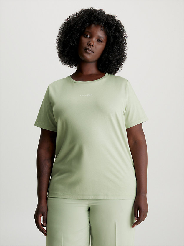 desert sage bawełniany t-shirt z małym logo dla kobiety - calvin klein